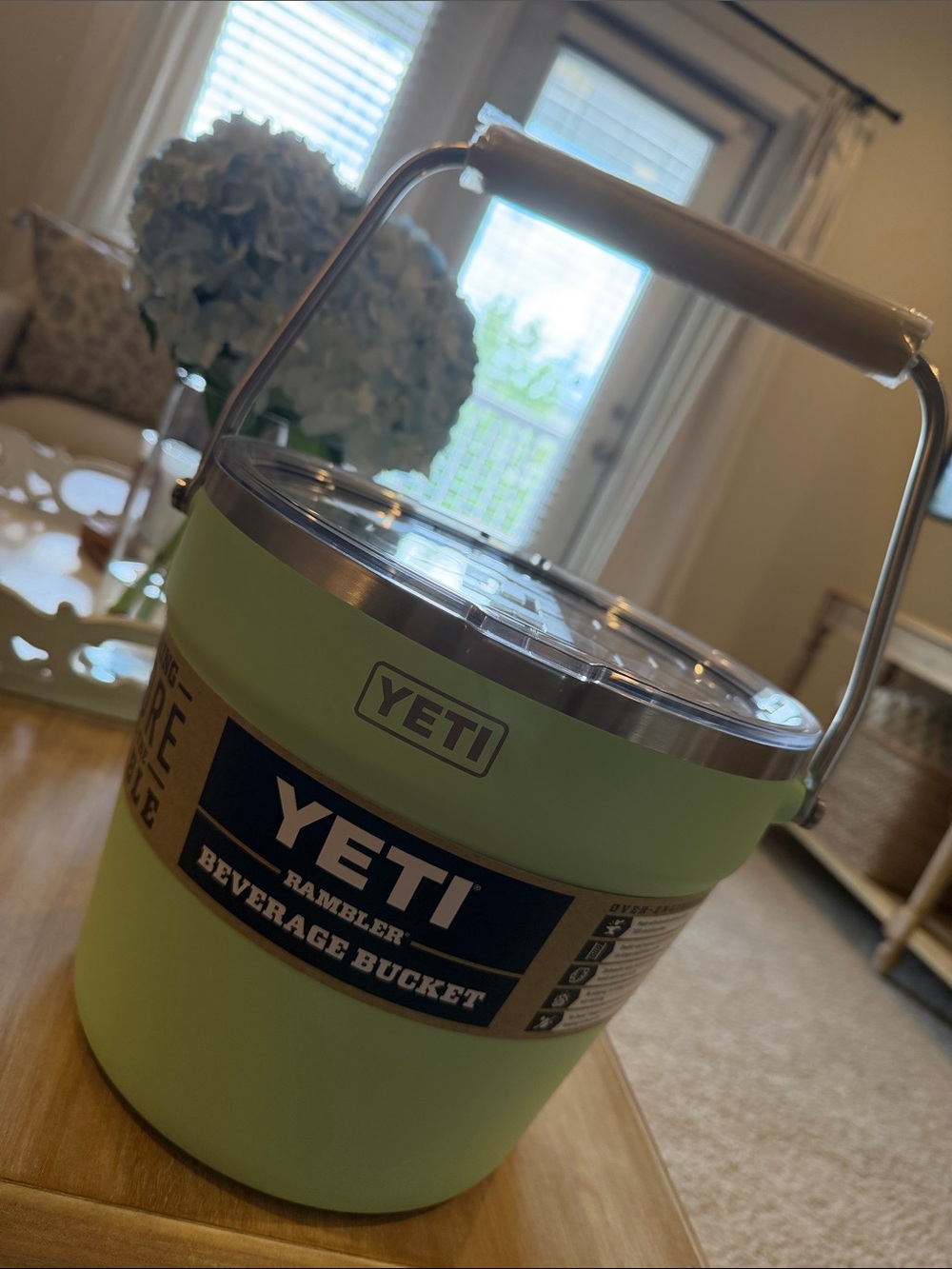 Yeti Rambler Beverage Bucket in Key Lime with  Handle - Limited Edition Color